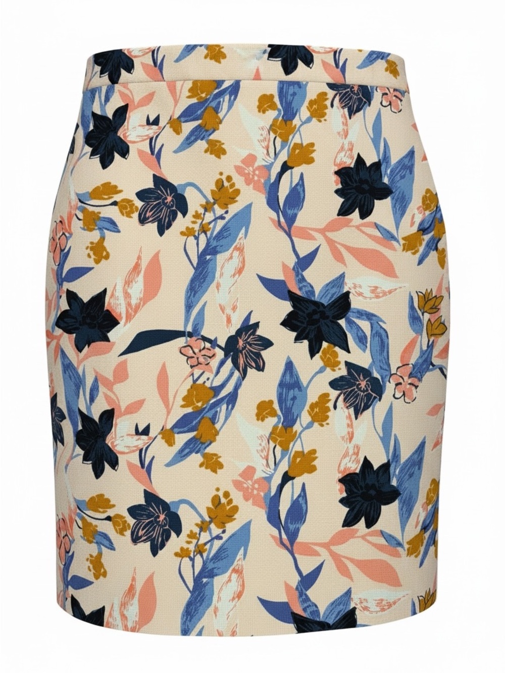 J. Crew Floral Floral Printed Basketweave Pencil Skirt in Ivory Size 8 Business